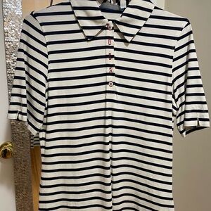 NWOT Lizzie Fortunato Striped Short Sleeve Polo Shirt